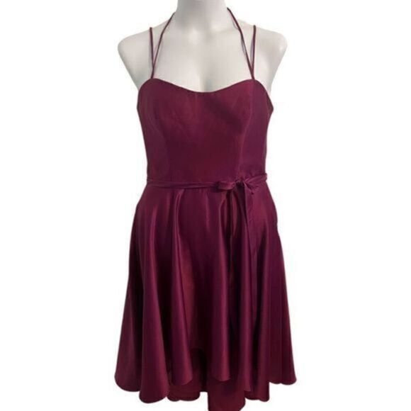 Morilee Madeline Gardner NY Burgundy Formal Dress. Open back.  Size 16 - Picture 1 of 11